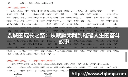贾诚的成长之路：从默默无闻到璀璨人生的奋斗故事
